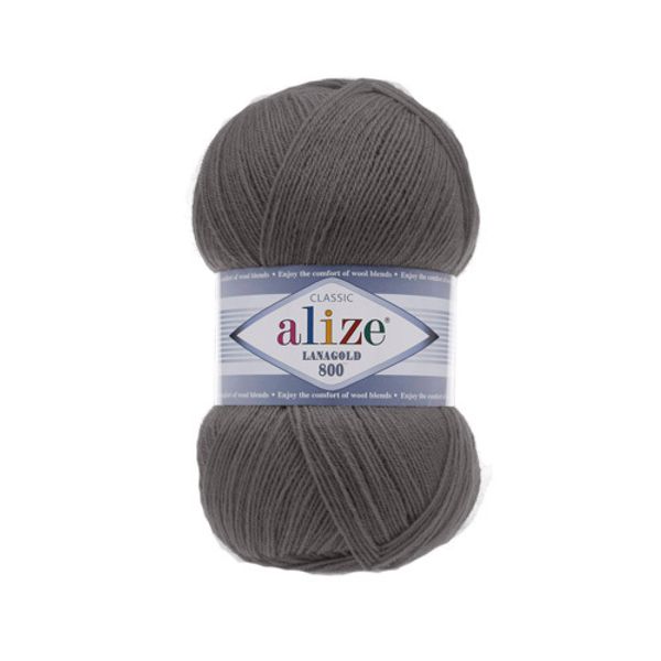 Пряжа Alize (Ализе) Lana Gold 800 / уп.5 мот. по 100 г, 800м, 348 темно-серый A