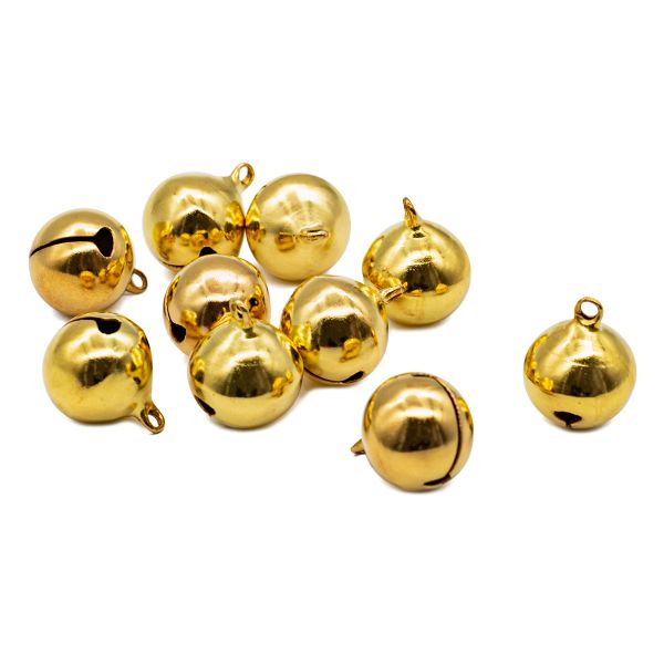 Бубенчики 20 мм, 10 шт, металл, золото, Астра