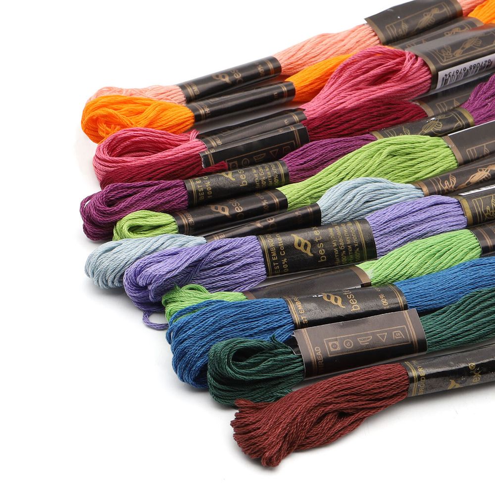 Набор мулине для вышивания и рукоделия Универсальный №2, 12 шт по 8м, 12 цветов, Bestex