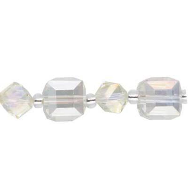 Бусины стекло набор 10x10 мм, 7x7 мм, нить 15 шт, №02 белый, Zlatka BGA-01