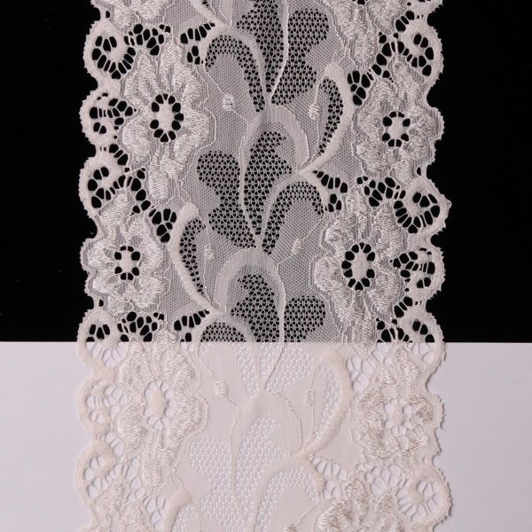 Кружево бельевое эластичное 150 мм / 13.72 м, цв. C571 молочный