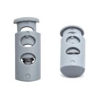 Фиксатор (зажим) для шнура пластик 2 отв., ⌀4.0 мм, 9х22 мм, цилиндр, ПП, св.серый, 100 шт