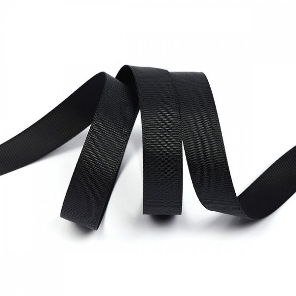 Лента репсовая (в рубчик) 15.0 мм, 030 черный, уп. 27,4м