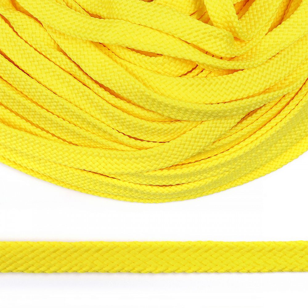 Шнур полиэфир плоский 15.0 мм / 50 метров, турецкое плетение 016 желтый