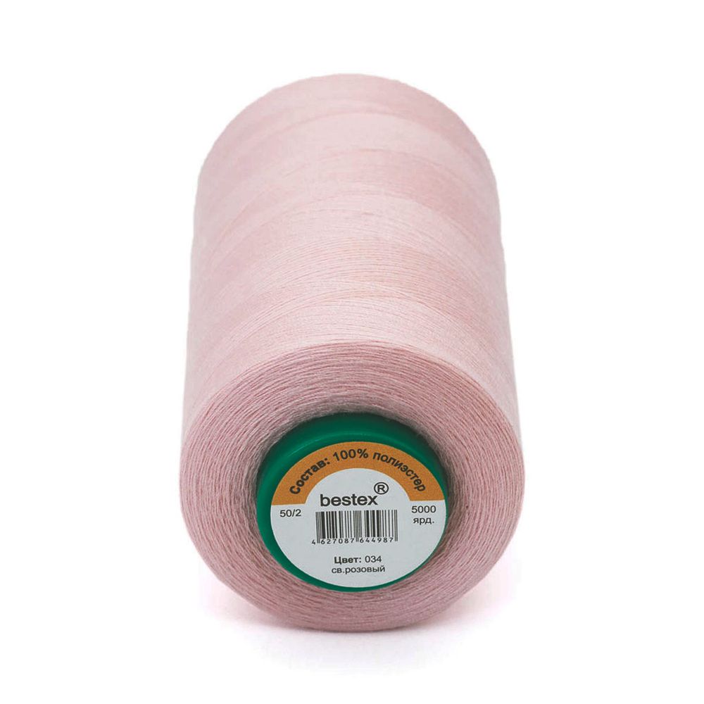 Нитки универсальные Bestex 50/2, 4570 м (5000 ярд) / 1 кат., 034 светло-розовый