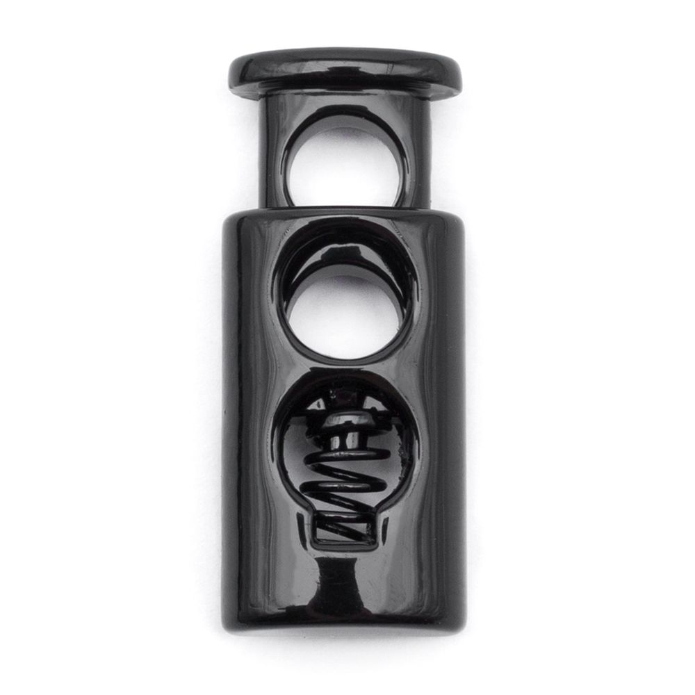 Фиксатор (зажим) для шнура металл 2 отв., 10х23 мм, (in ⌀4 мм), черный глянец, 100 шт