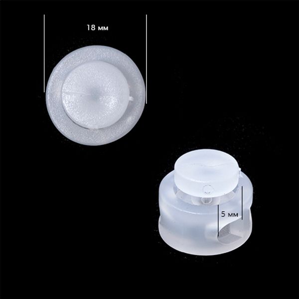 Фиксатор (зажим) для шнура пластик 1 отв., ⌀4.0 мм, цв.прозрачный, уп.500 шт