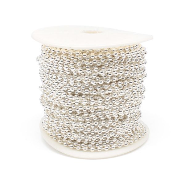 Цепочка шариковая, металл 3,2 мм / 45,72 м, серебро