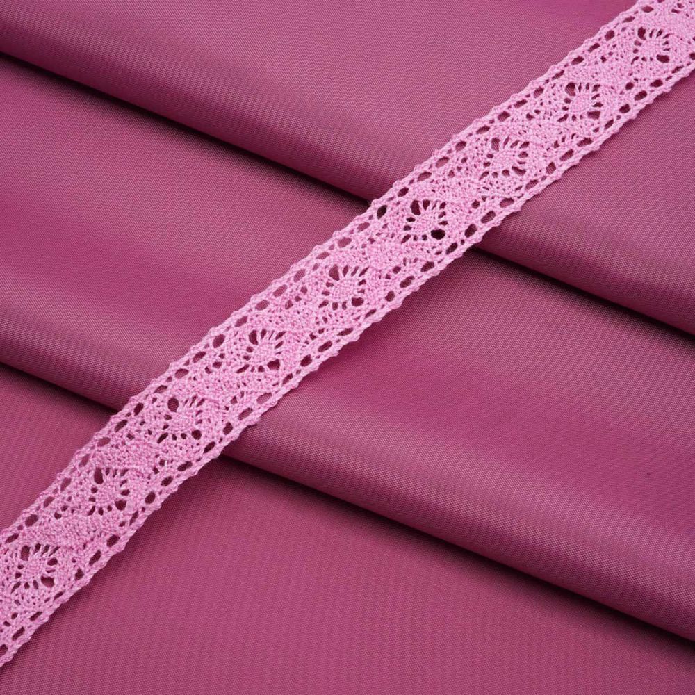 Кружево вязаное (тесьма) хлопковое 20 мм / 10 метров, цвет JD017 розовый, (CL-103)