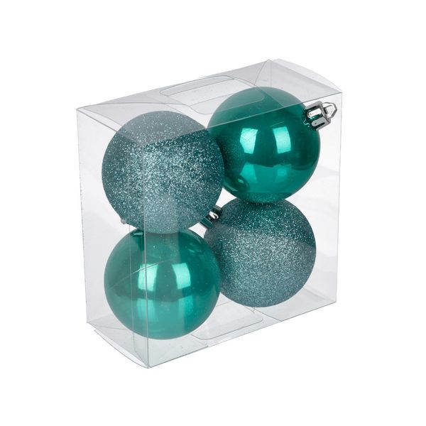 Набор елочных игрушек Шар, 4 шт, №18 мятный, ассорти, Snoweekon SNW-01