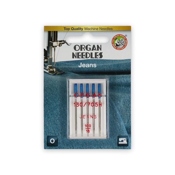Иглы для швейных машин для джинсы 130/705 Н, №100, 5 игл, 5524100BL 100, ORGAN