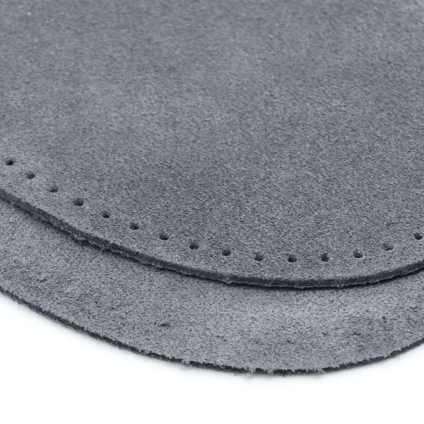 Заплатки пришивные из замши, овал 8х10,9см с перфорацией, 2 шт, 100% кожа, 26 серый, 59124