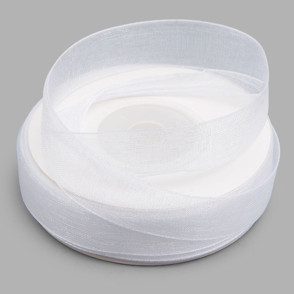 Лента капроновая (органза) 15.0 мм / 22.86±1 метра, белый
