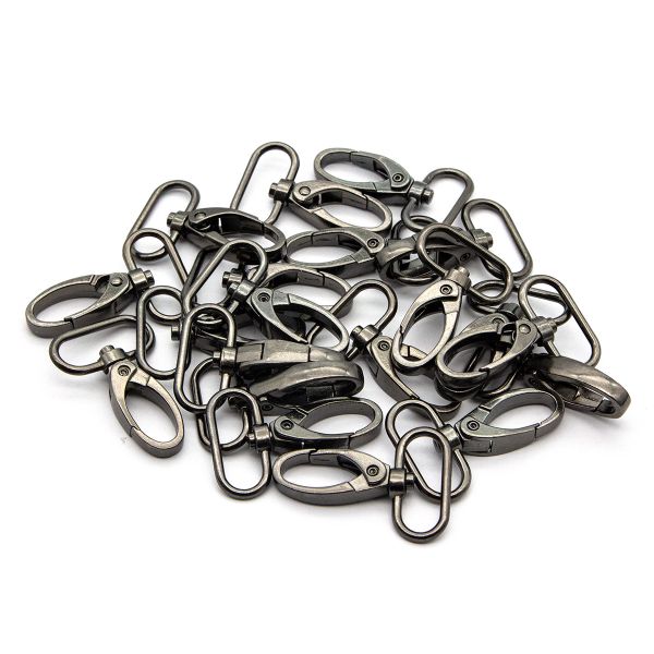 Карабин металл 25.0 мм (48х32 мм), цв.чер.никель, 20 шт