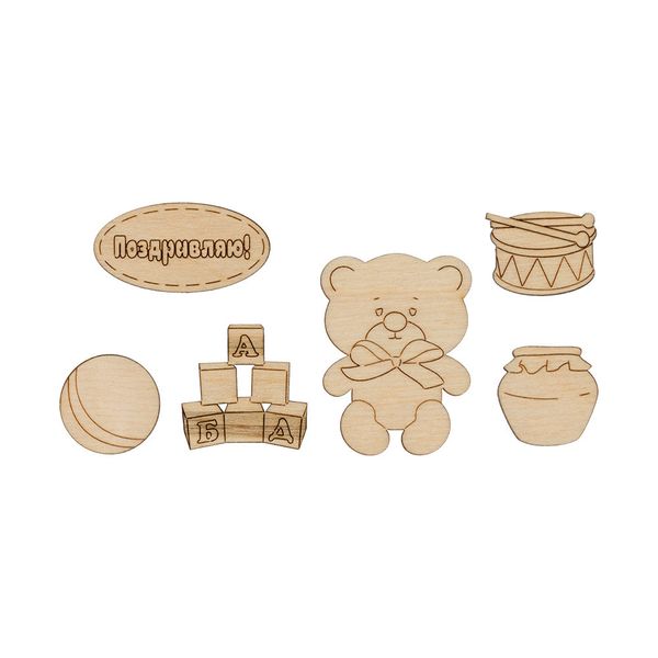 Заготовка из фанеры Набор, 3-5 см, 2 Мишка, 2-4,5 см, ВД-705 Mr.Carving