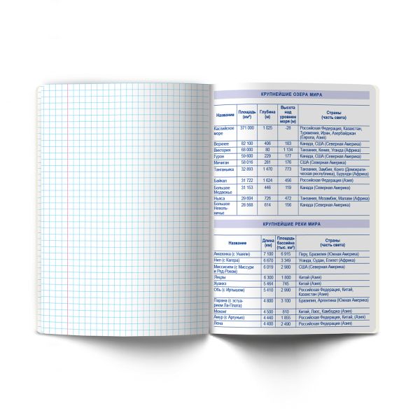 Тетрадь со справочным материалом Остров легенд, сплошной лак, A5+ 48 л. на скобе 65 г/м², белизна 100 %, 10 шт, клетка, 01313 Остров легенд География, Светоч Т143