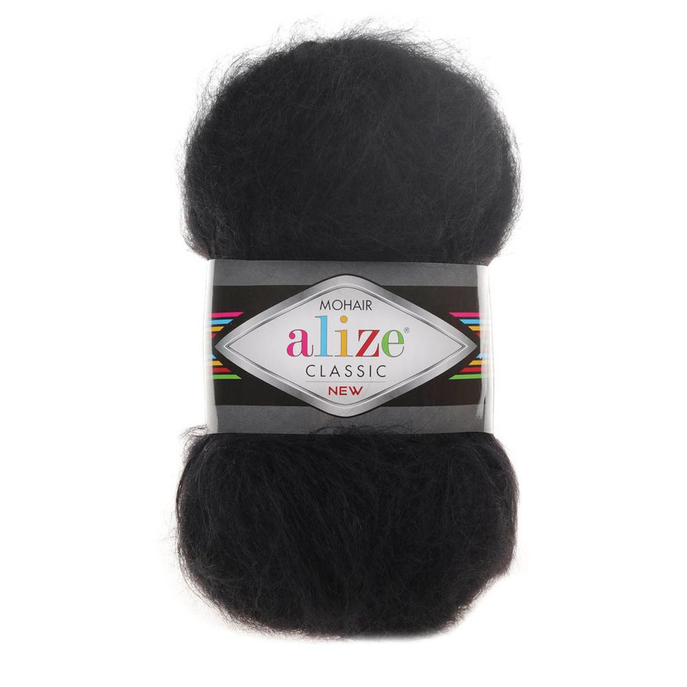 Пряжа Alize (Ализе) Mohair Classic New / уп.5 мот. по 100 г, 200 м, 60 черный