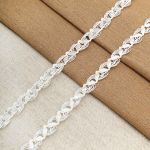 Тесьма отделочная 12 мм / 10 метров, вязаная, белый/серебро, С801Г7