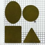 Набор заплаток пришивных из замши, круг, квадрат, треугольник, овал 8см, с перфорацией, 4 шт (33 хаки), 59743