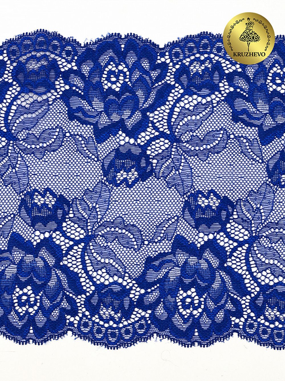 Кружево эластичное (стрейч) L838 180мм цв.18 яр.синий, 25м, Kruzhevo