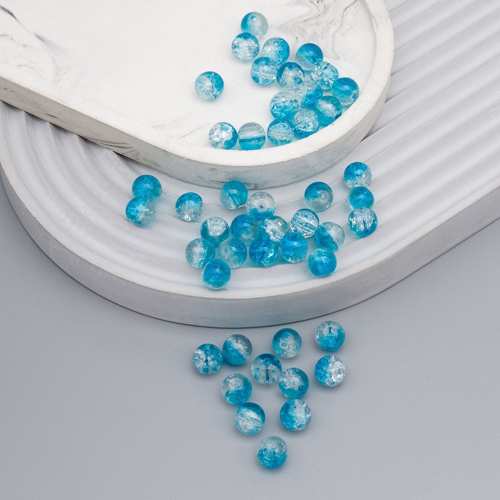 Бусины стекло ⌀8 мм, кракле, 46 шт, Astra&Craft, SY 7 градиент прозрачный/голубой, 1301138