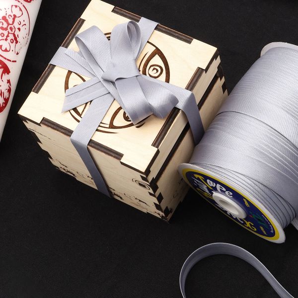 Лента упаковочная атласная 15 мм, 132 м, серебристо-серый