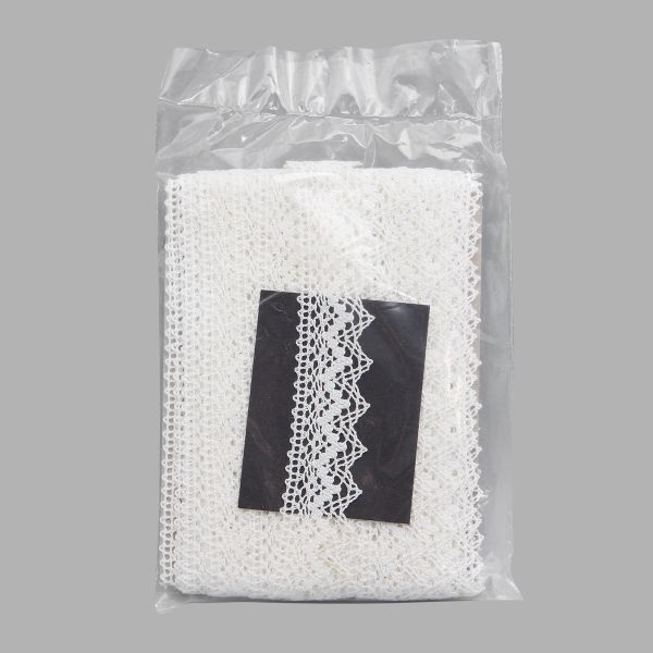 Кружево вязаное (тесьма) 25 мм / 10 м, цв.01 белый