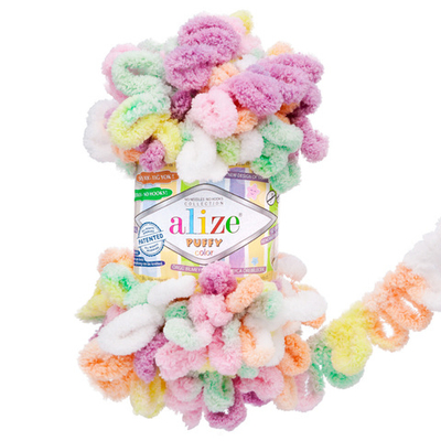 Пряжа Alize (Ализе) Puffy Color / уп.5 мот. по 100 г, 9м, 6527 секционный