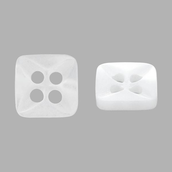 Пуговицы 4 прокола 18L (11мм), квадрат, пластик (White), CB_M-26, 144 шт