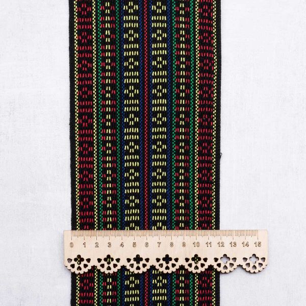 Лента для поясов 120 мм / 15 метров, рис 9857, черн/желт/красн/зел/син, С3882Г17