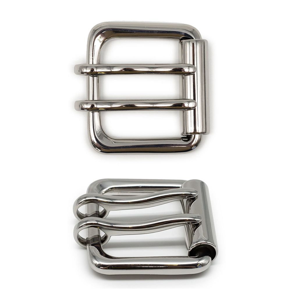 Пряжка ременная металл 40 мм, 2 язычка, никель, 2 шт, BIG
