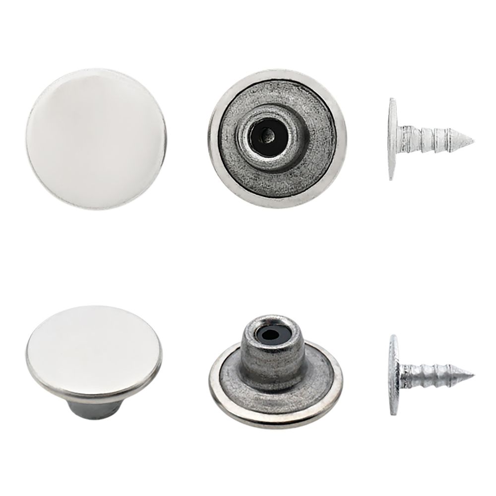 Пуговицы джинсовые ⌀14 мм, фиксированная ножка, сталь, гладкая, никель, 100 шт, New Star