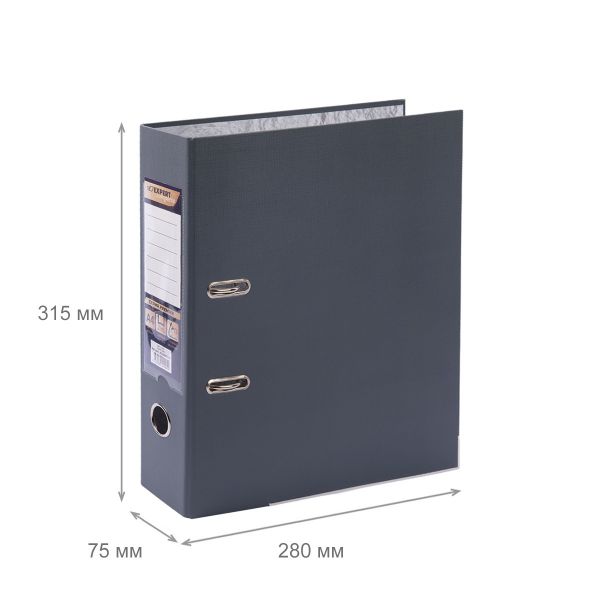 Регистратор PVC, мет.уг. 75 мм, 50 шт, Premier A4 арочный механ. (разб.), серый EC10122155, Expert Complete