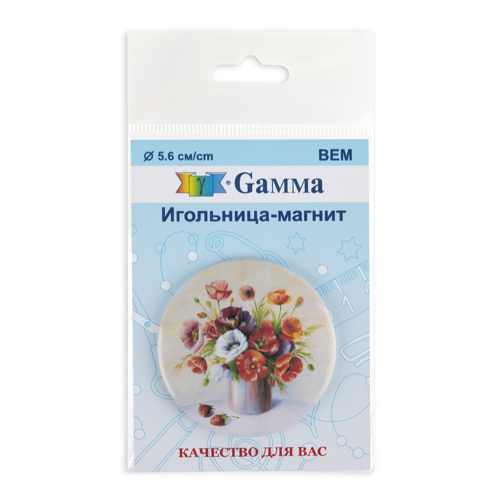 Игольница магнитная 5.6 см, №04 Букет маков, Gamma BEM