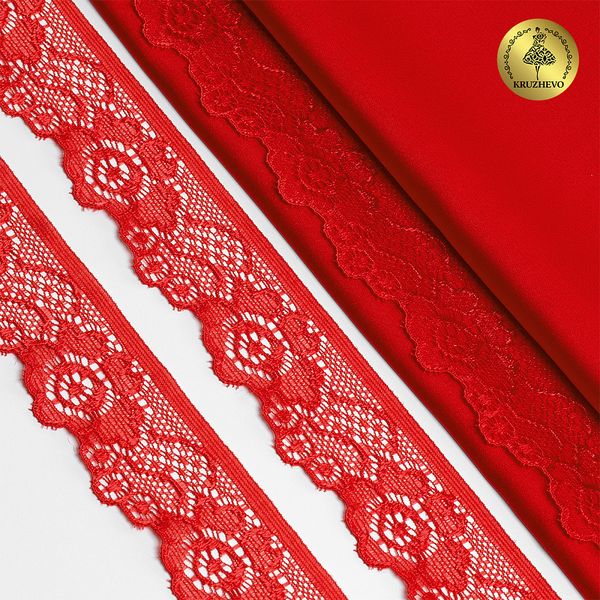 Кружево эластичное (стрейч) 30 мм / 5 метров, TBY.L839, цв.SD163 красный