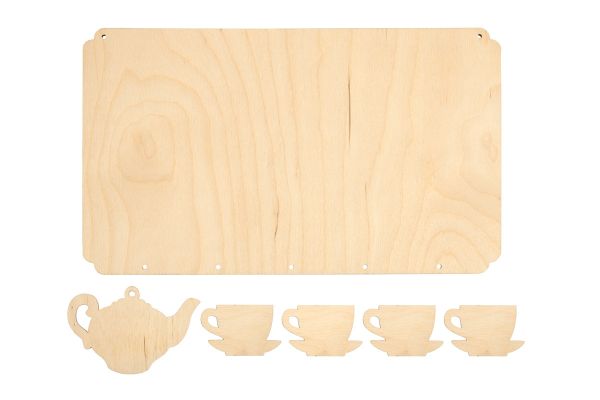 Заготовка из фанеры Панно с подвесками, 30х0.3х18 см, Чайник с чашками, ВД-1065 Mr.Carving