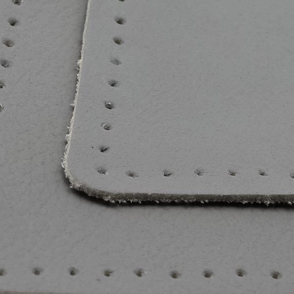 Заплатки пришивные из кожи, ромб 8х11,2см с перфорацией, 2 шт, 100% кожа, 07 серый, 9125