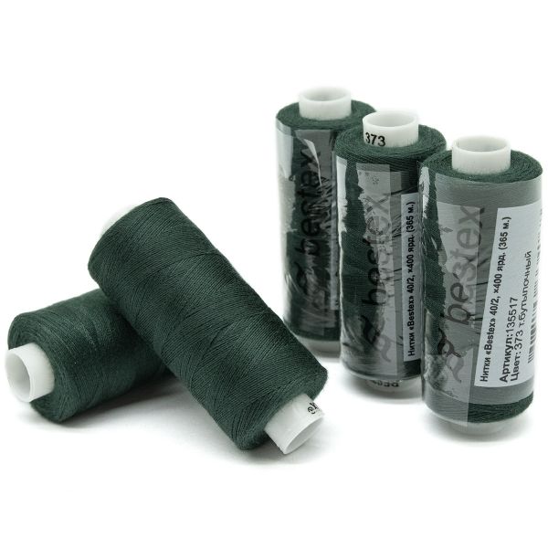 Нитки швейные бытовые Bestex 40/2, 365 м (400 ярд) / 10 кат., 373 зеленый мох