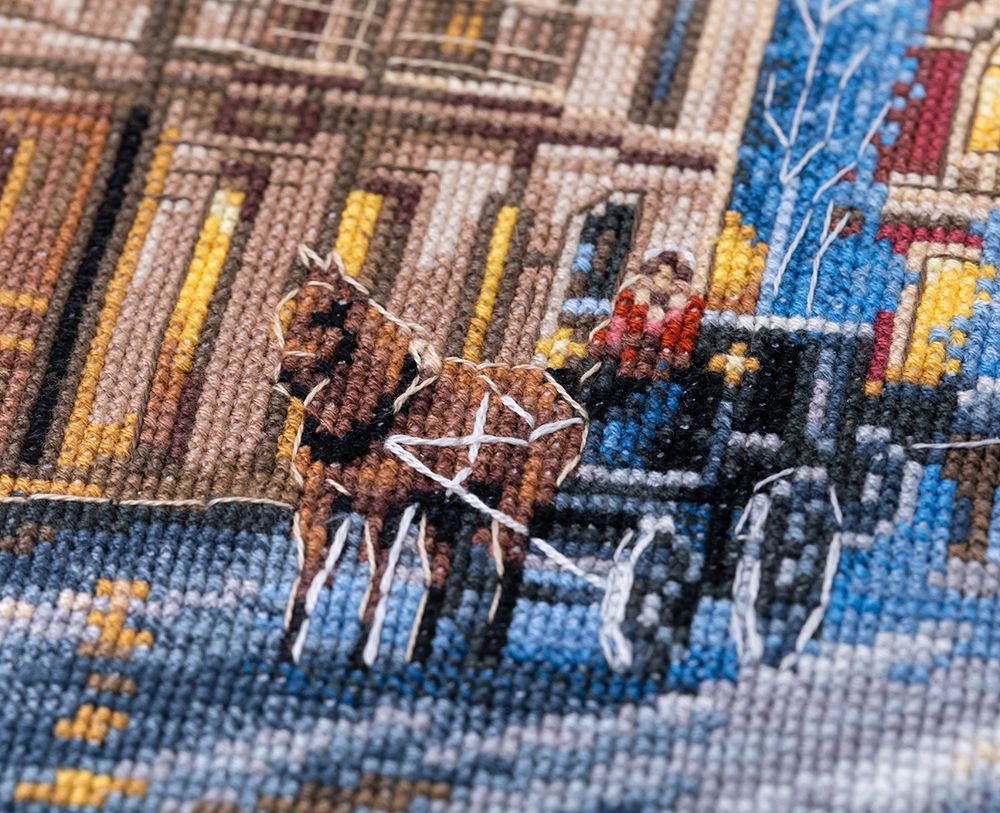 Набор для вышивания нитками Panna, Золотая серия. Зимняя мостовая, 40х30 см