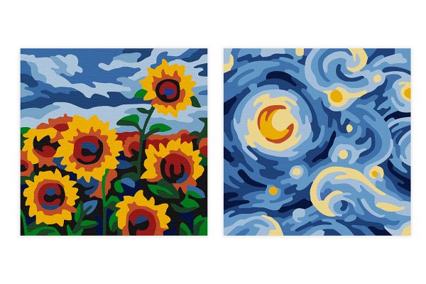 Картина по номерам Фрея, на магните Вдохновение Ван Гога, 9х9 см