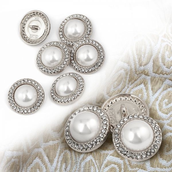 Пуговицы металлические на ножке 36L-23 мм, С-MP15 цв.серебро/перламутр, 10 шт