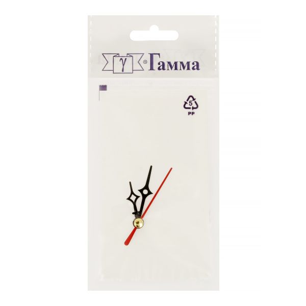 Стрелки для часовых механизмов (часовая/минутная/секундная) ЧМС, 5 шт, 27/37/41 мм, ( черный/красный)