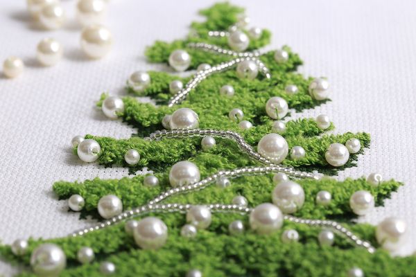 Набор для вышивания нитками Klart, Бархатная ель, 13.5х19.5 см