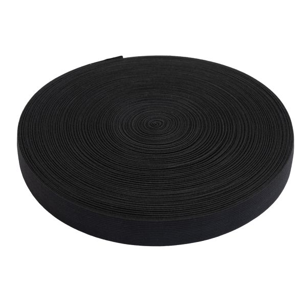 Резинка вязаная 25 мм, / 50 метров, черный, Gamma RV-25 BL