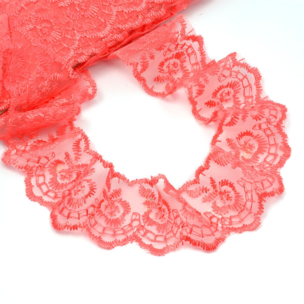 Кружево капроновое 45 мм / 9.14 м, TBS.30010 цв.129 (257) коралловый, Kruzhevo