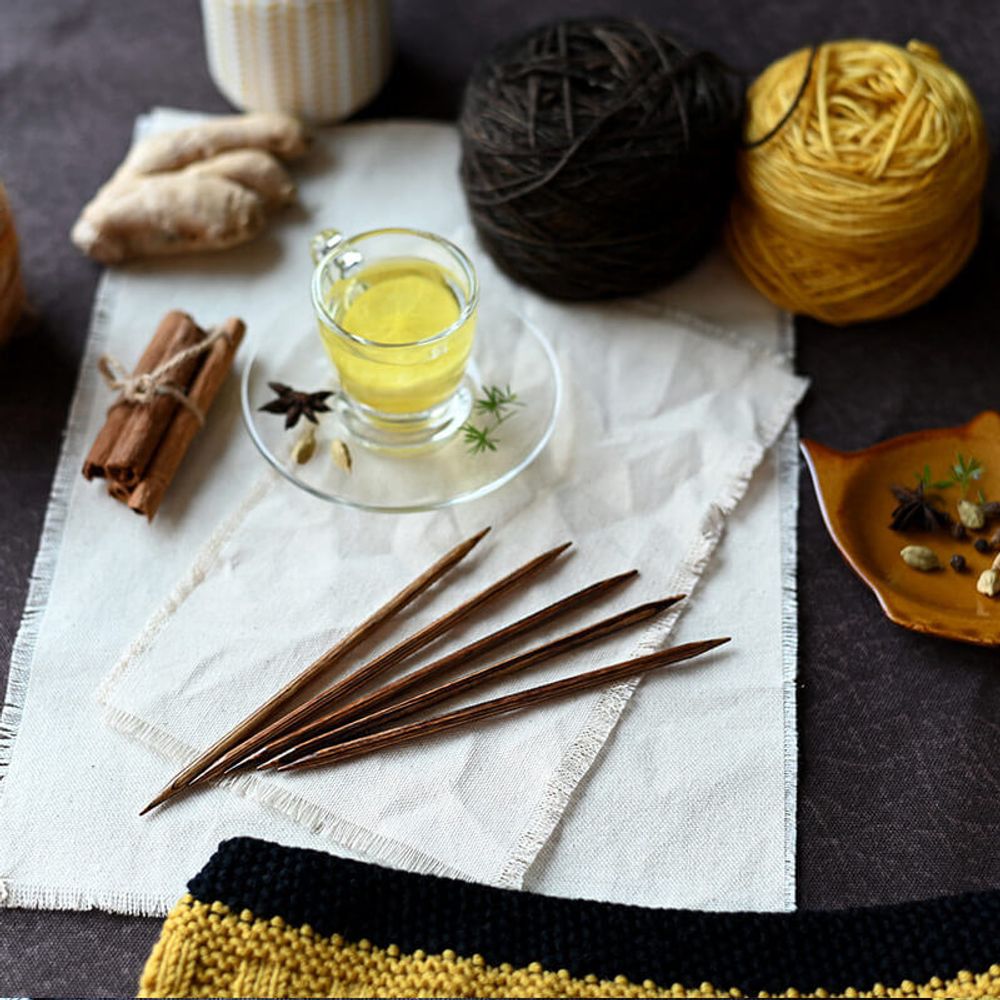 Спицы чулочные Knit Pro Ginger 7 мм / 20см дерево, коричневый, 5 шт, 31033