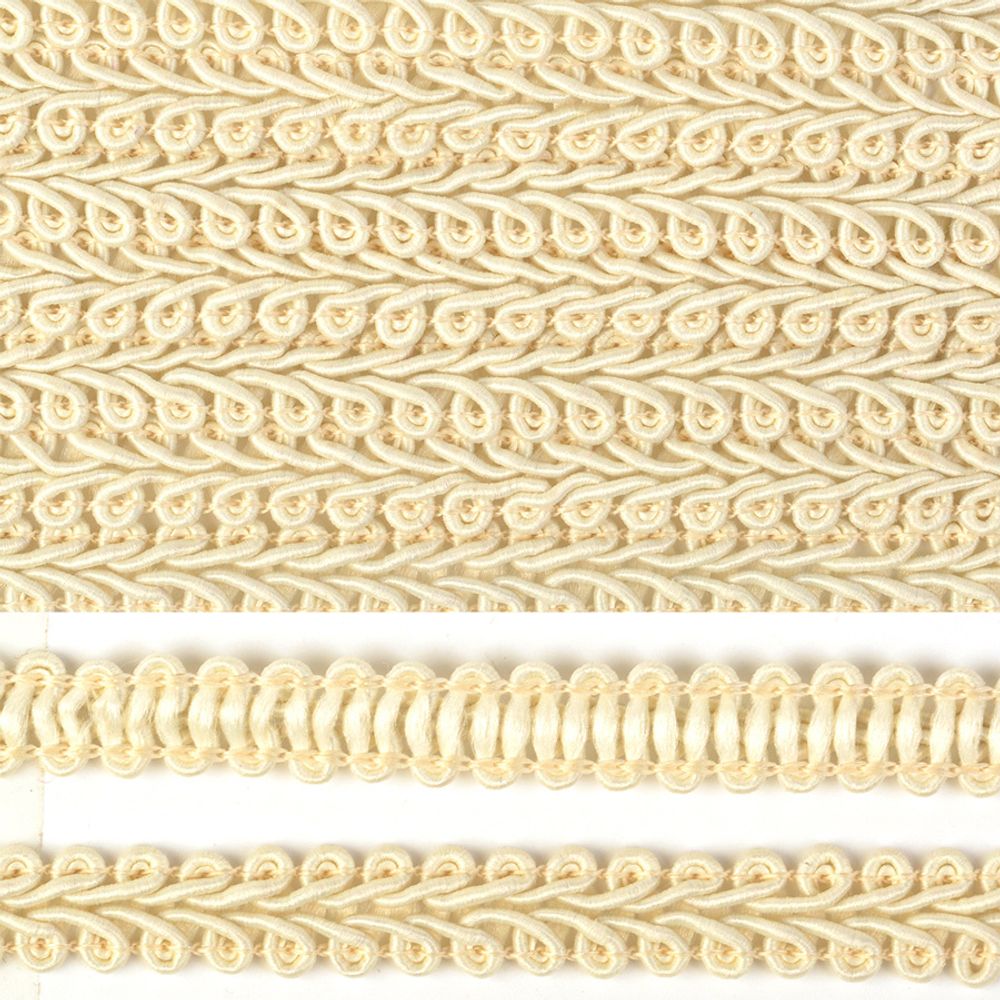 Тесьма в стиле шанель плетеная 12 мм 0384-0016 F102 молочный уп. 18.28м