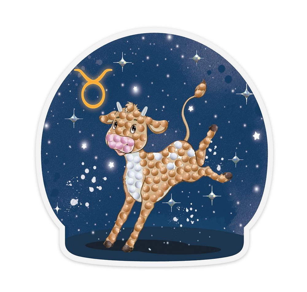 Алмазная (кристальная) мозаика Фрея, магнит Знаки зодиака. Телец, 9х9 см