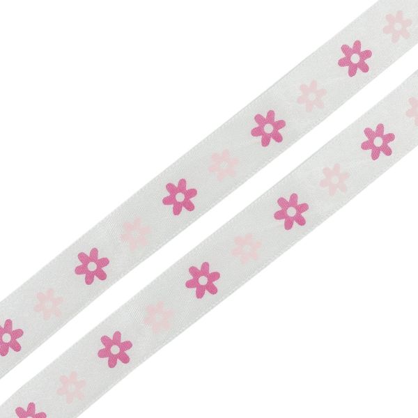 Лента атласная с рисунком 15.0 мм / 3 метра, Цветочки, Globus