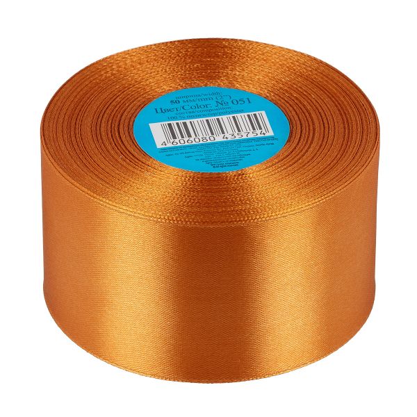 Лента атласная 1-сторонняя 50.0 мм / 33±2 метра, 051 св-коричневый, Gamma